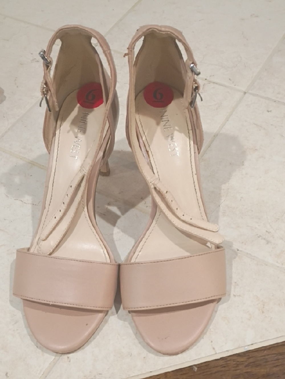 Nine West Blush Beige Open-Toe Ankle-Strap Heels